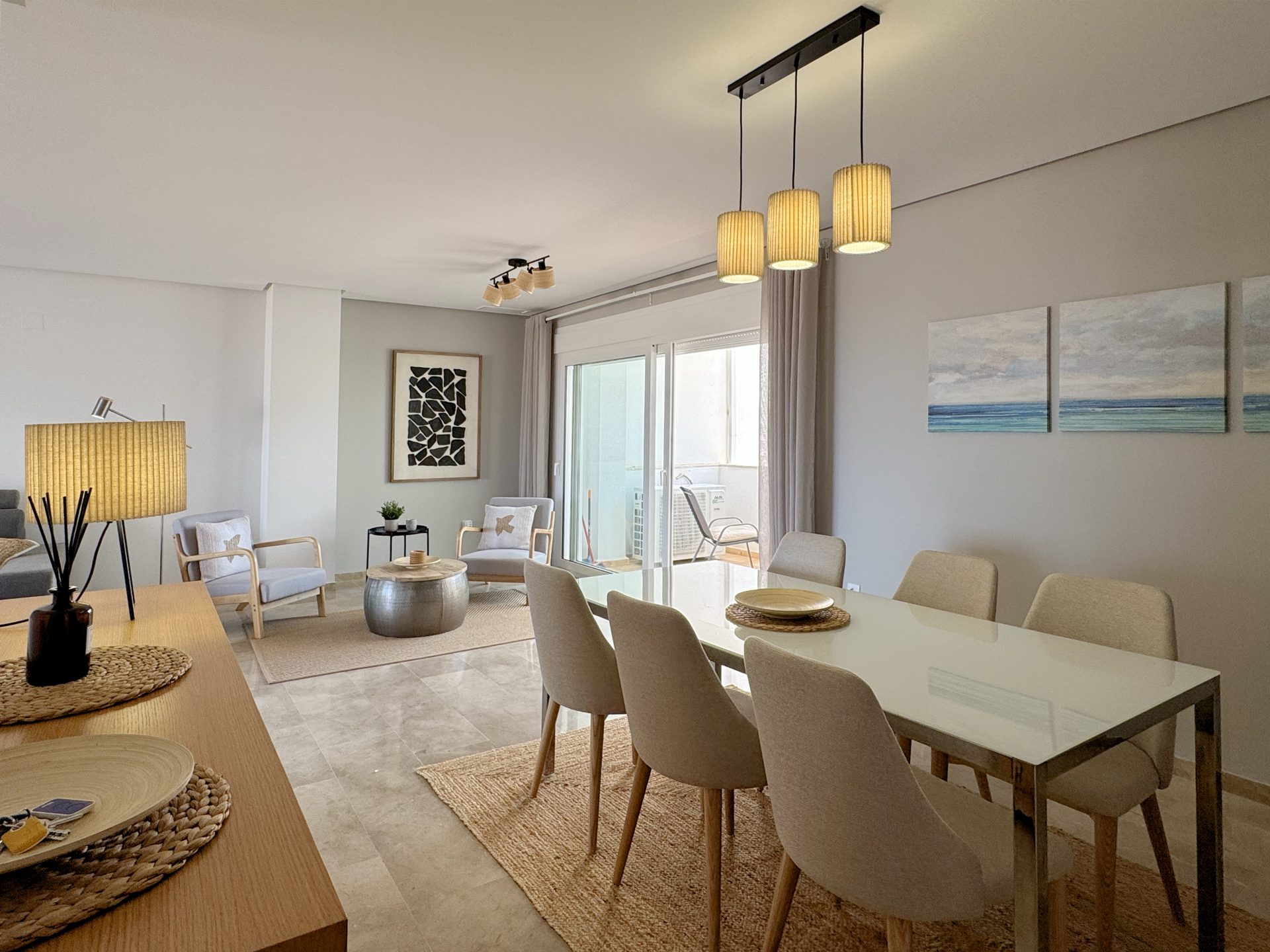 The living and dining room