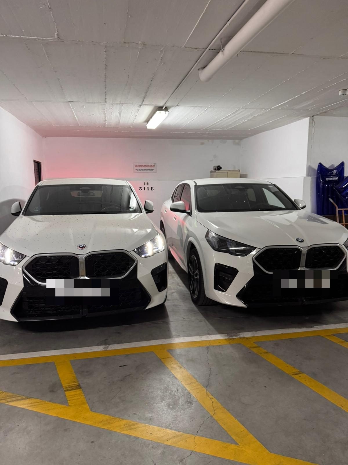 The apartment's double parking space in the community garage